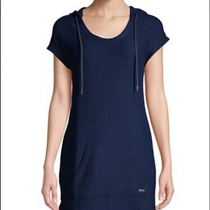 🔥Andrew Marc Navy Blue Hooded Tunic - L - NWT